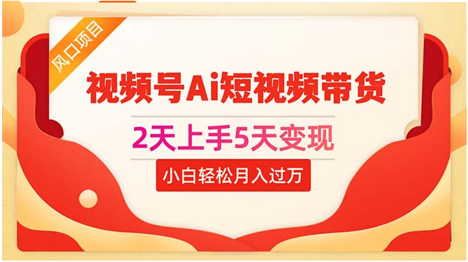 （10807期）2天上手5天变现视频号Ai短视频带货0粉丝0基础小白轻松月入过万-365云课堂